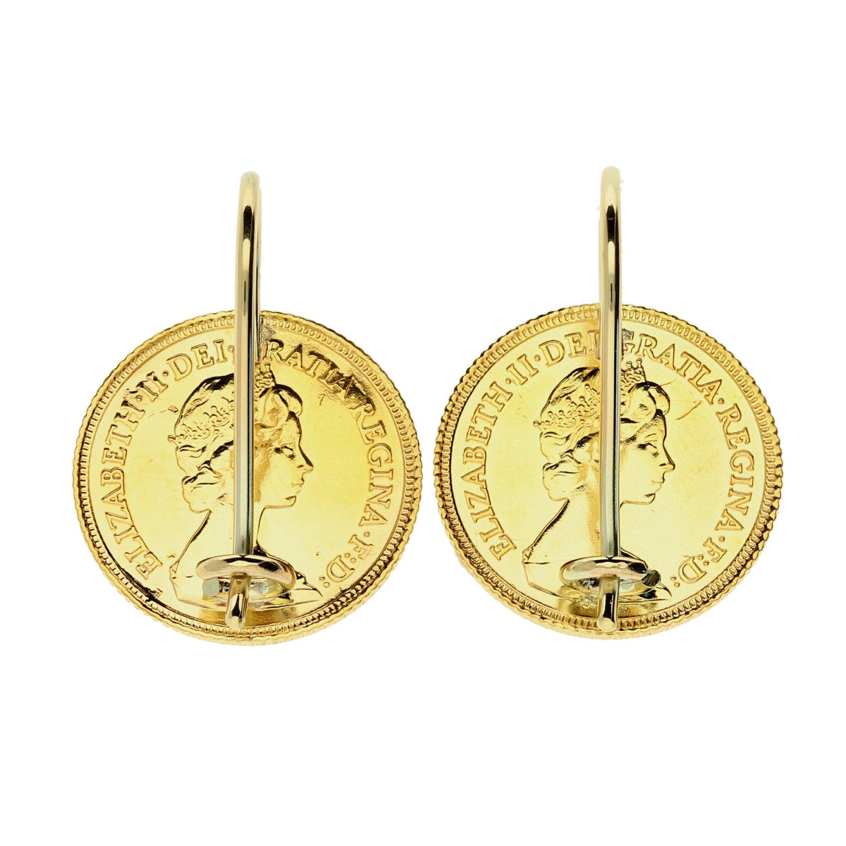 1982 Gold Half Sovereign Earrings - 9.2g