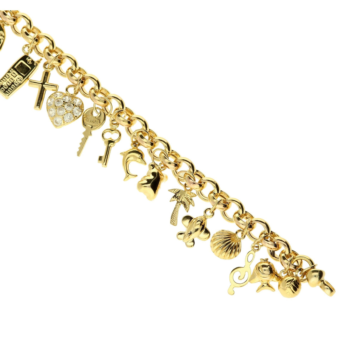 9ct Yellow Gold Charm Bracelet - 14.8g