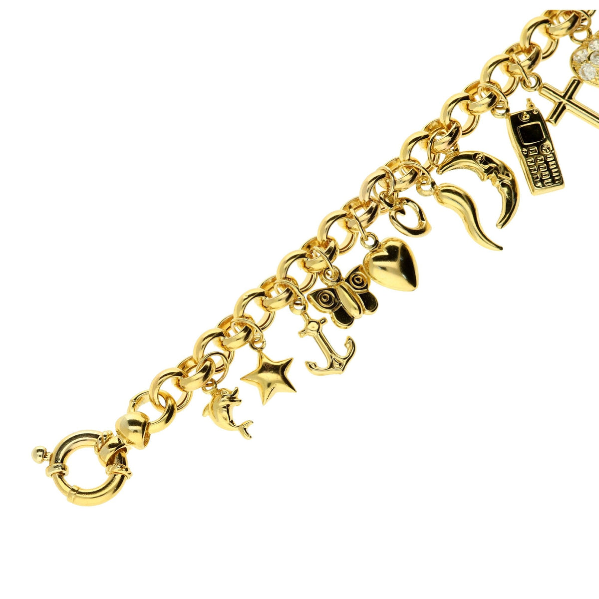 9ct Yellow Gold Charm Bracelet - 14.8g