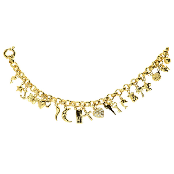 9ct Yellow Gold Charm Bracelet - 14.8g