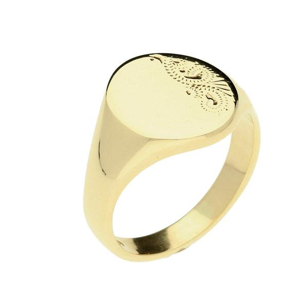 9ct Yellow Gold Half Pattern Signet Ring - 5.8g