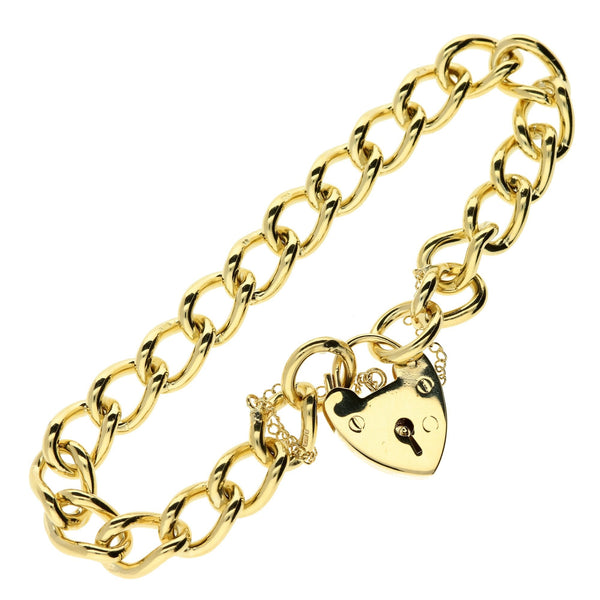 9ct Yellow Gold 8 Inch Ladies Padlock Bracelet - 24.7g