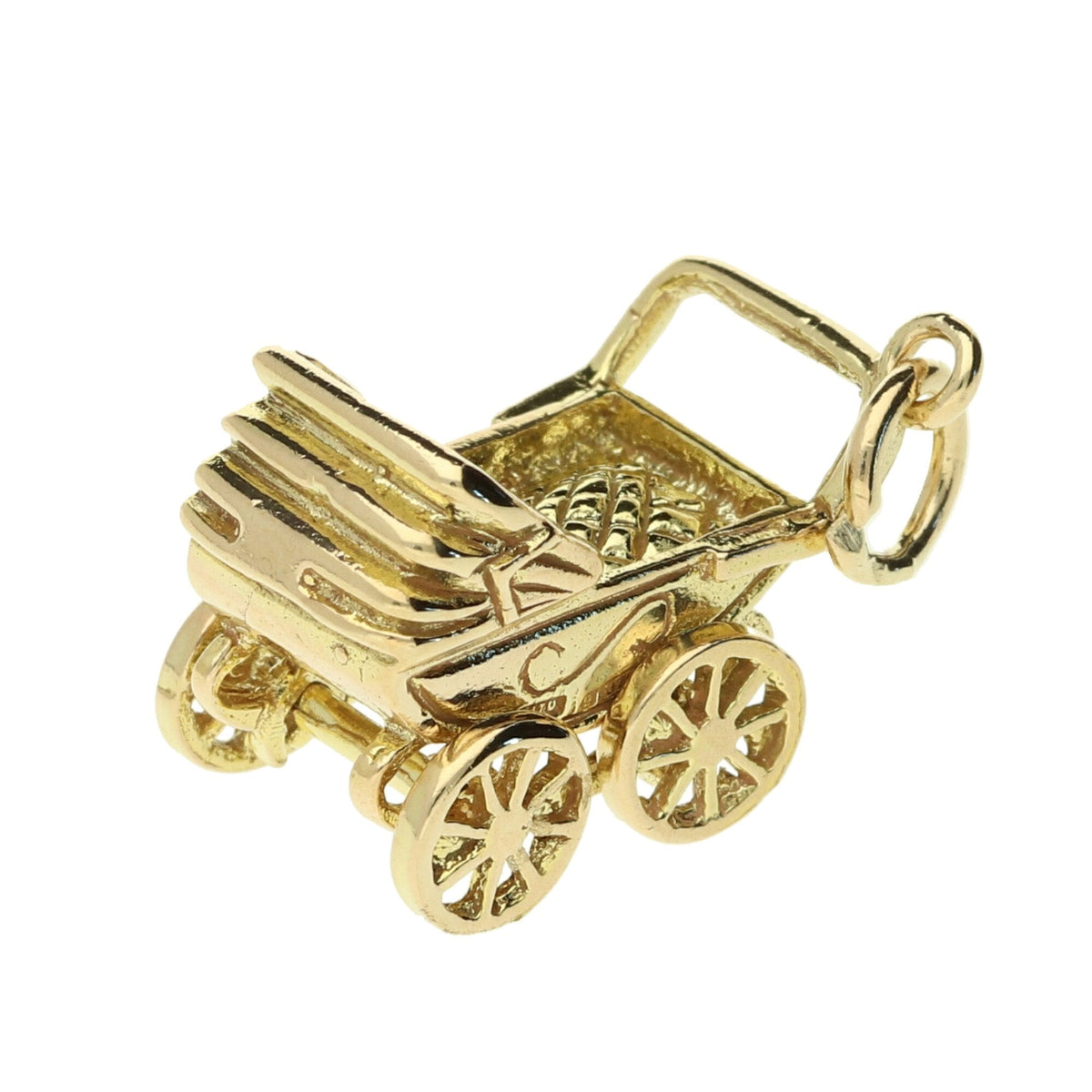 9ct Yellow Gold Pram Charm - 4.5g