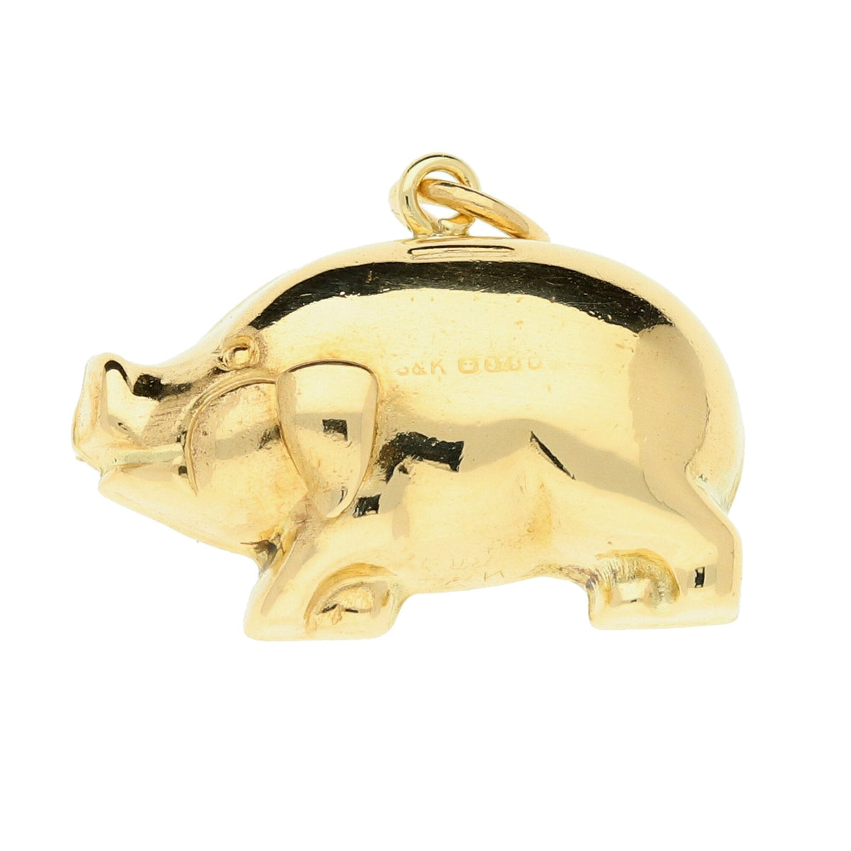9ct Yellow Hollow Pig Charm - 2.6g