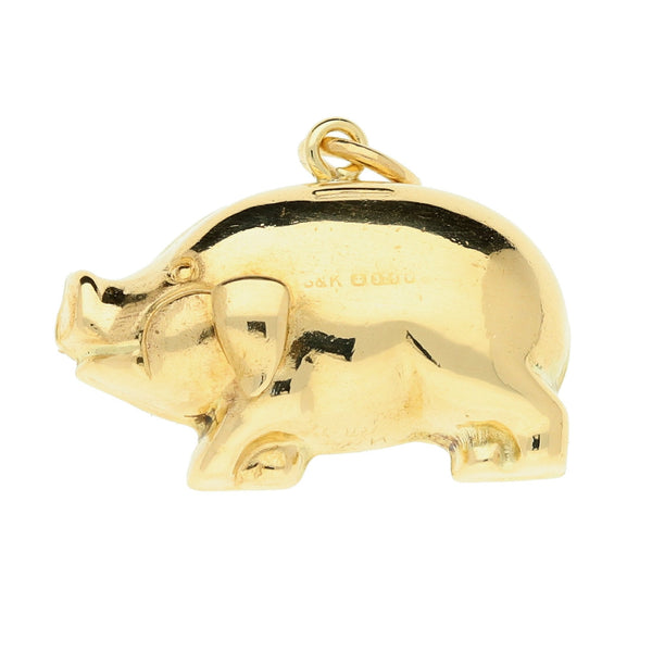 9ct Yellow Hollow Pig Charm - 2.6g
