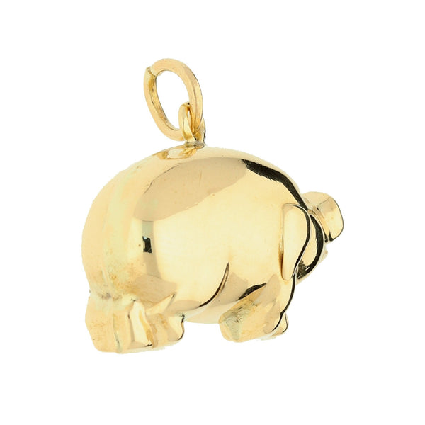 9ct Yellow Hollow Pig Charm - 2.6g