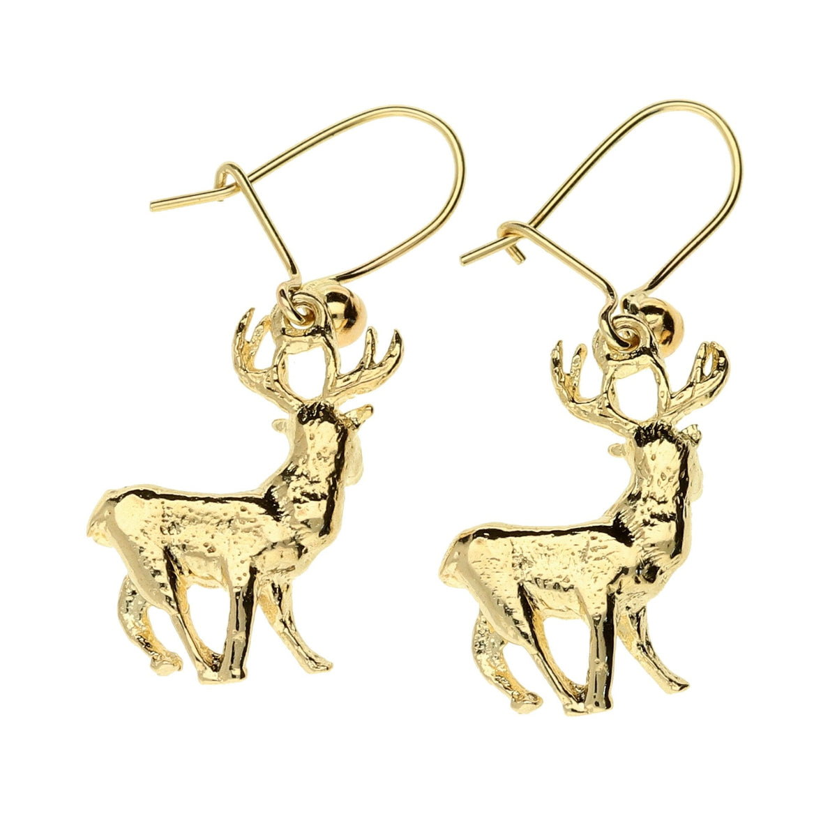 9ct Yellow Gold Reindeer Earrings - 4.6g