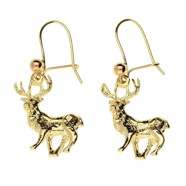 9ct Yellow Gold Reindeer Earrings - 4.6g