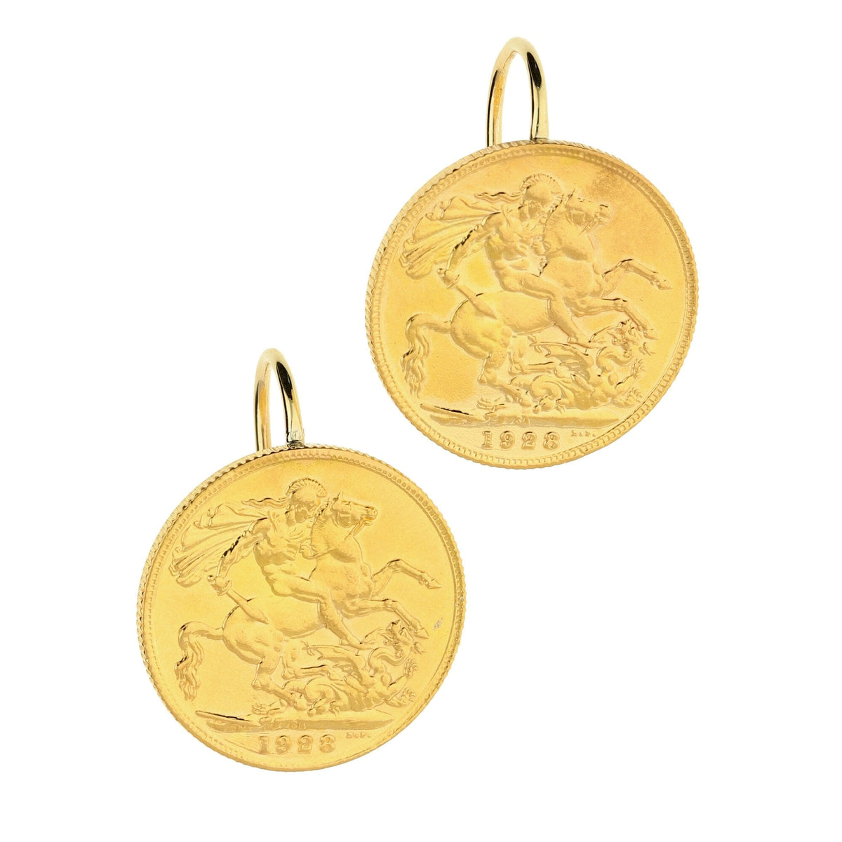 Gold 1928 Full Sovereign Earrings - 17.1g