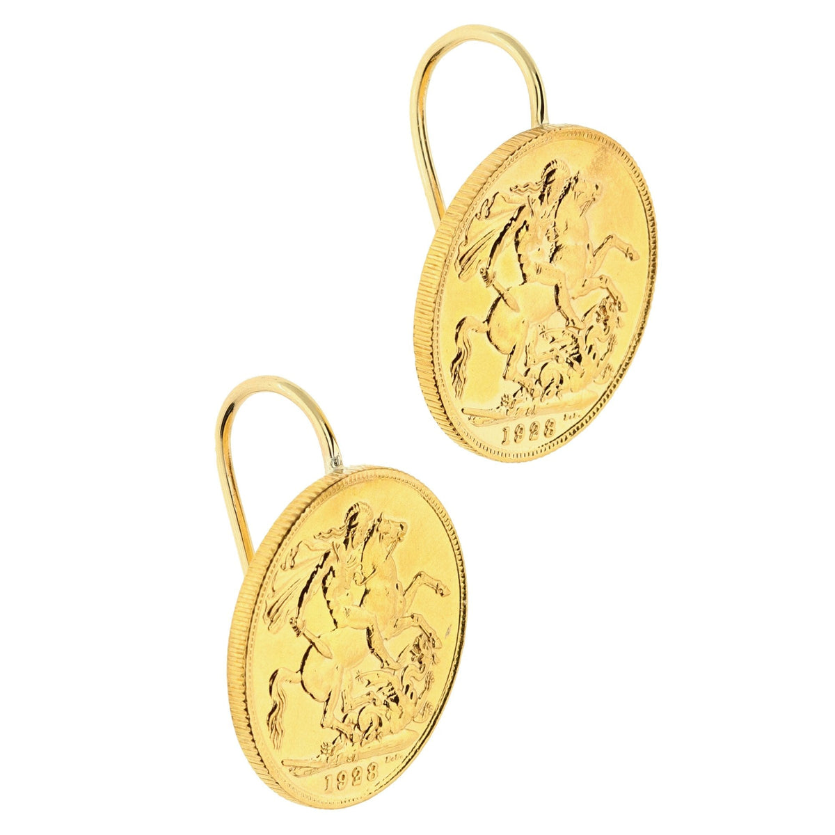 Gold 1928 Full Sovereign Earrings - 17.1g