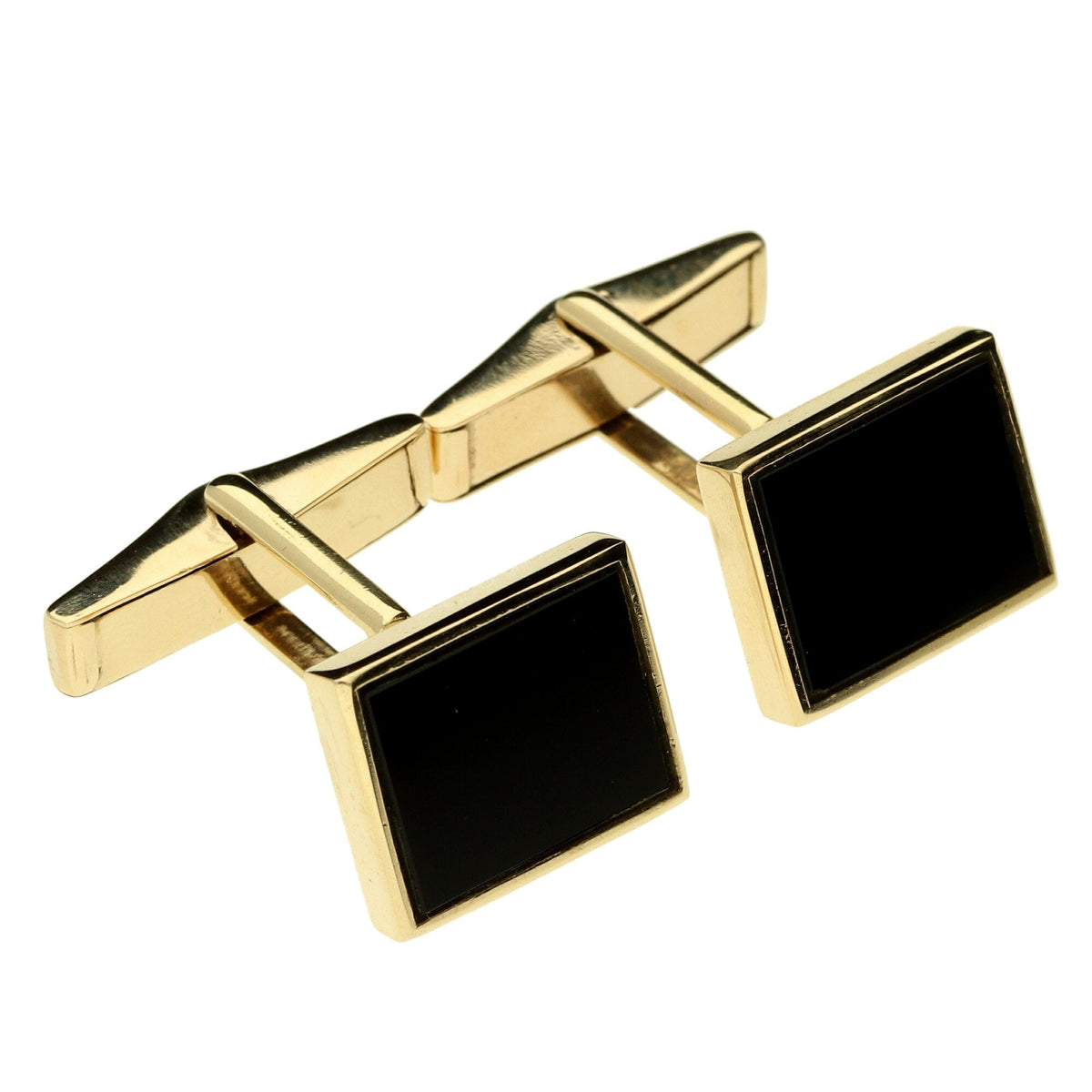 9ct Yellow Gold Black Onyx Cufflinks - 9.7g