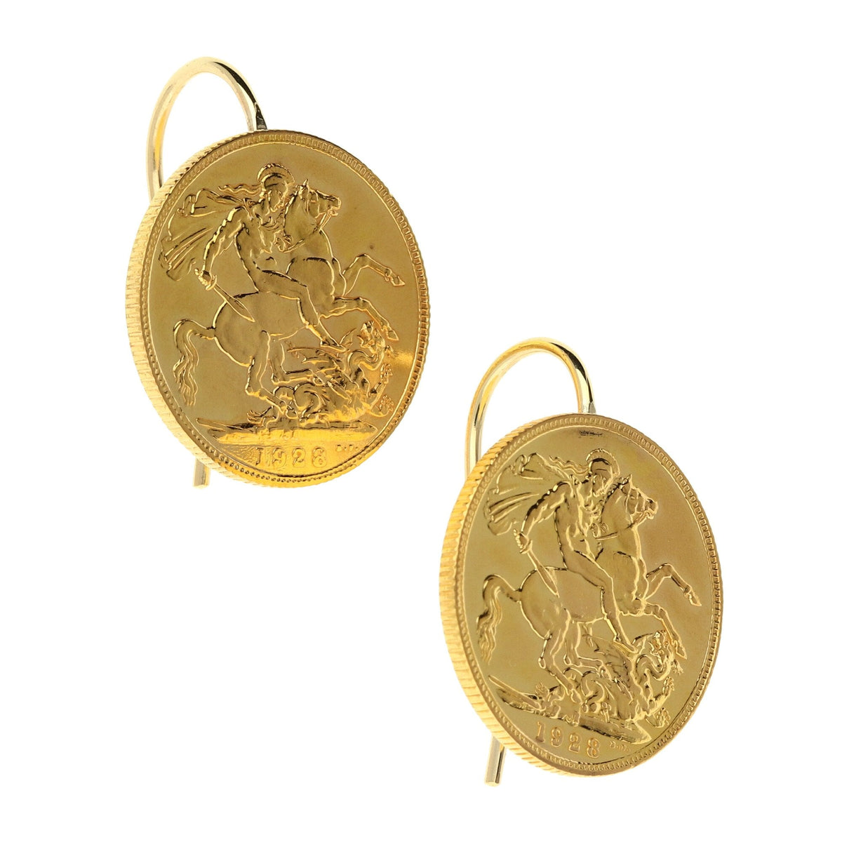 1928 Gold Full Sovereign Earrings - 17.1g