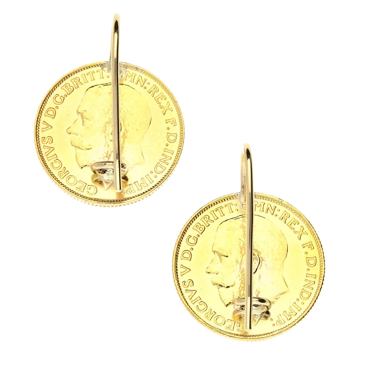 1928 Gold Full Sovereign Earrings - 17.1g