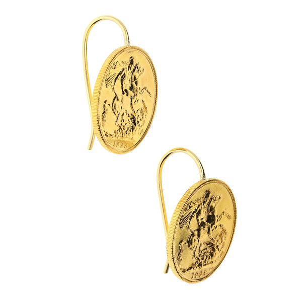 1928 Gold Full Sovereign Earrings - 17.1g