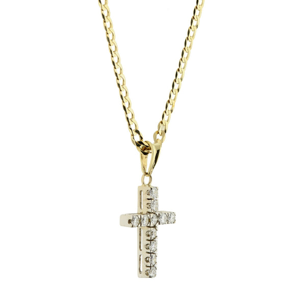 Gold Diamond Cross & Chain - 0.75ct