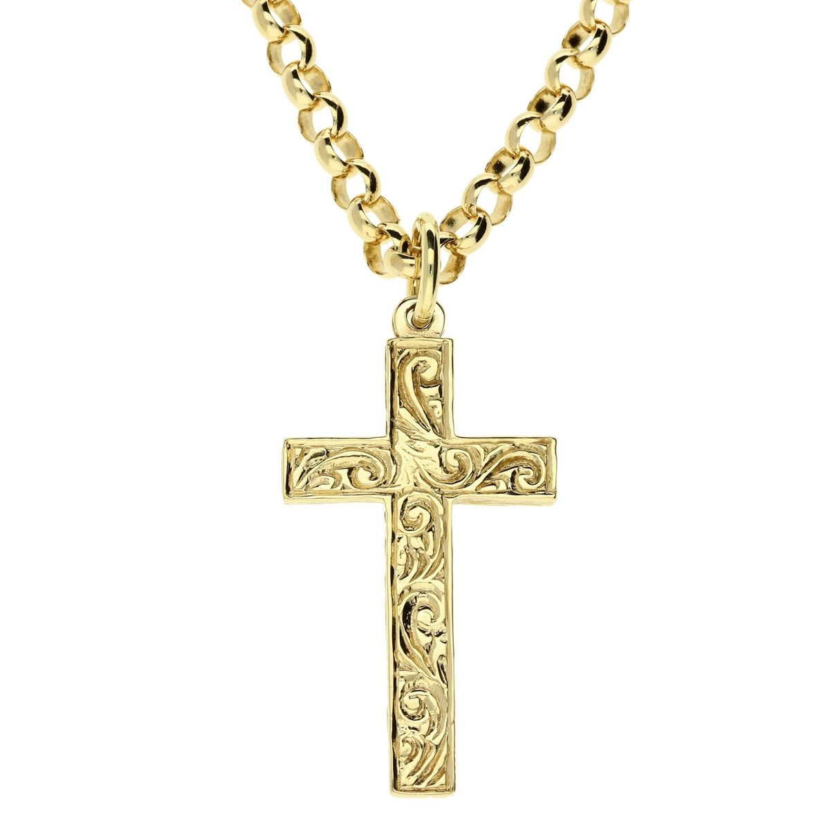 9ct Yellow Gold Cross & Chain - 28.8g