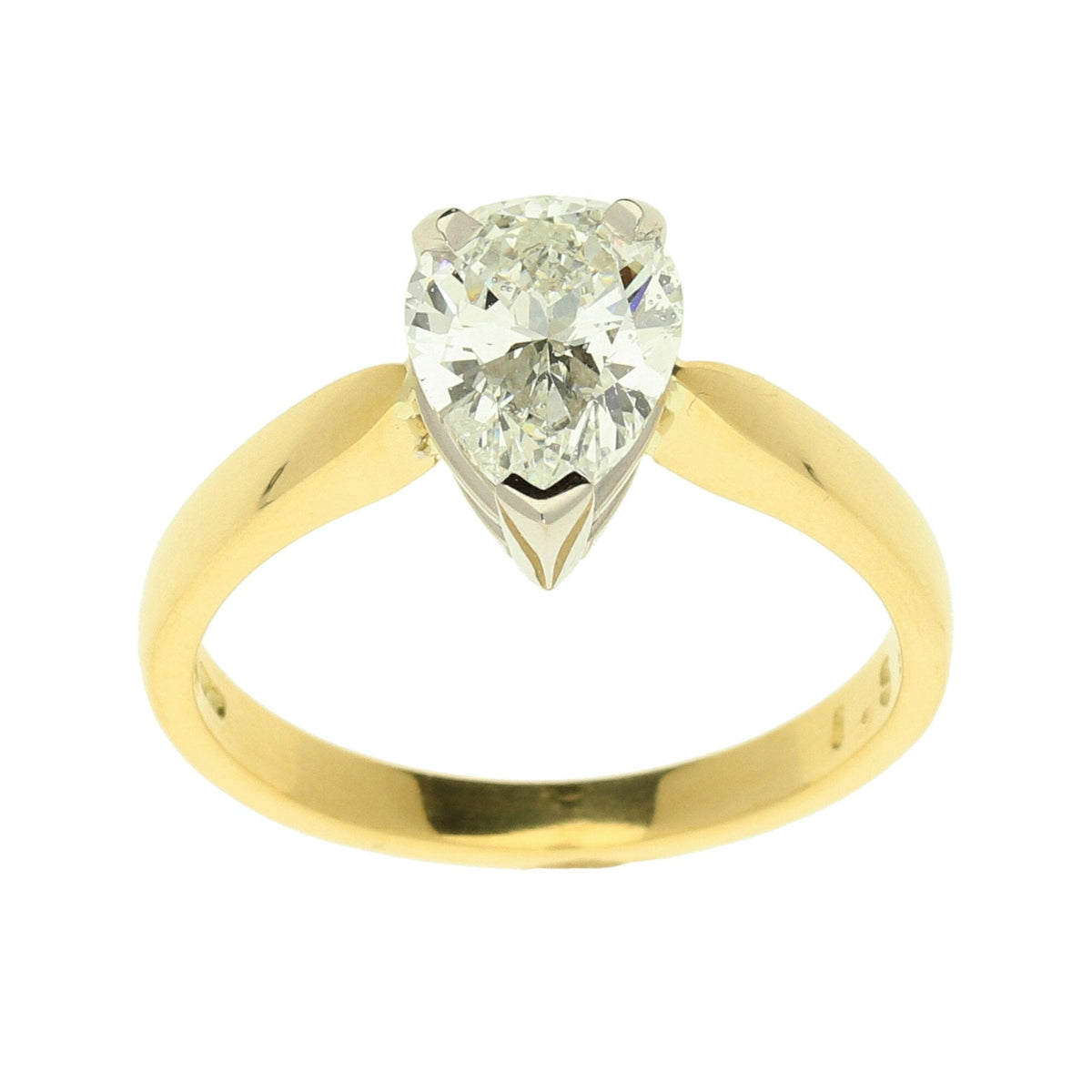 18ct Yellow Gold Pear Cut Diamond Engagement Ring - 1.52ct