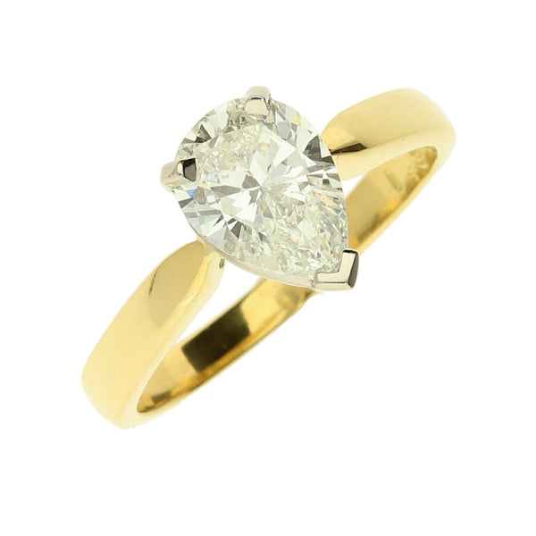 18ct Yellow Gold Pear Cut Diamond Engagement Ring - 1.52ct