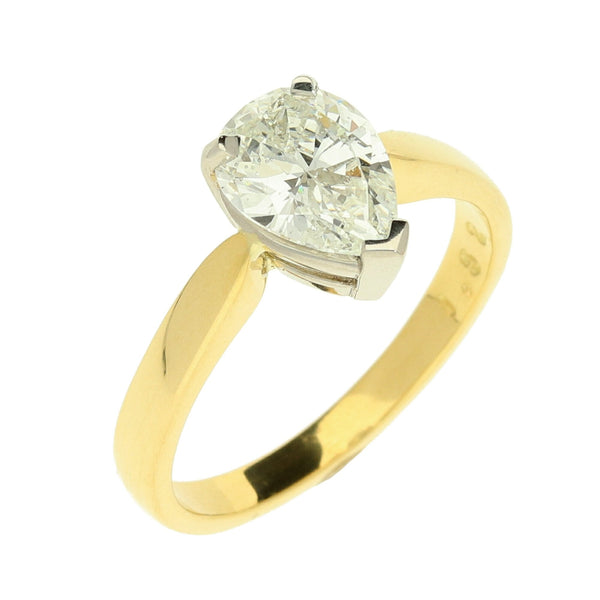 18ct Yellow Gold Pear Cut Diamond Engagement Ring - 1.52ct