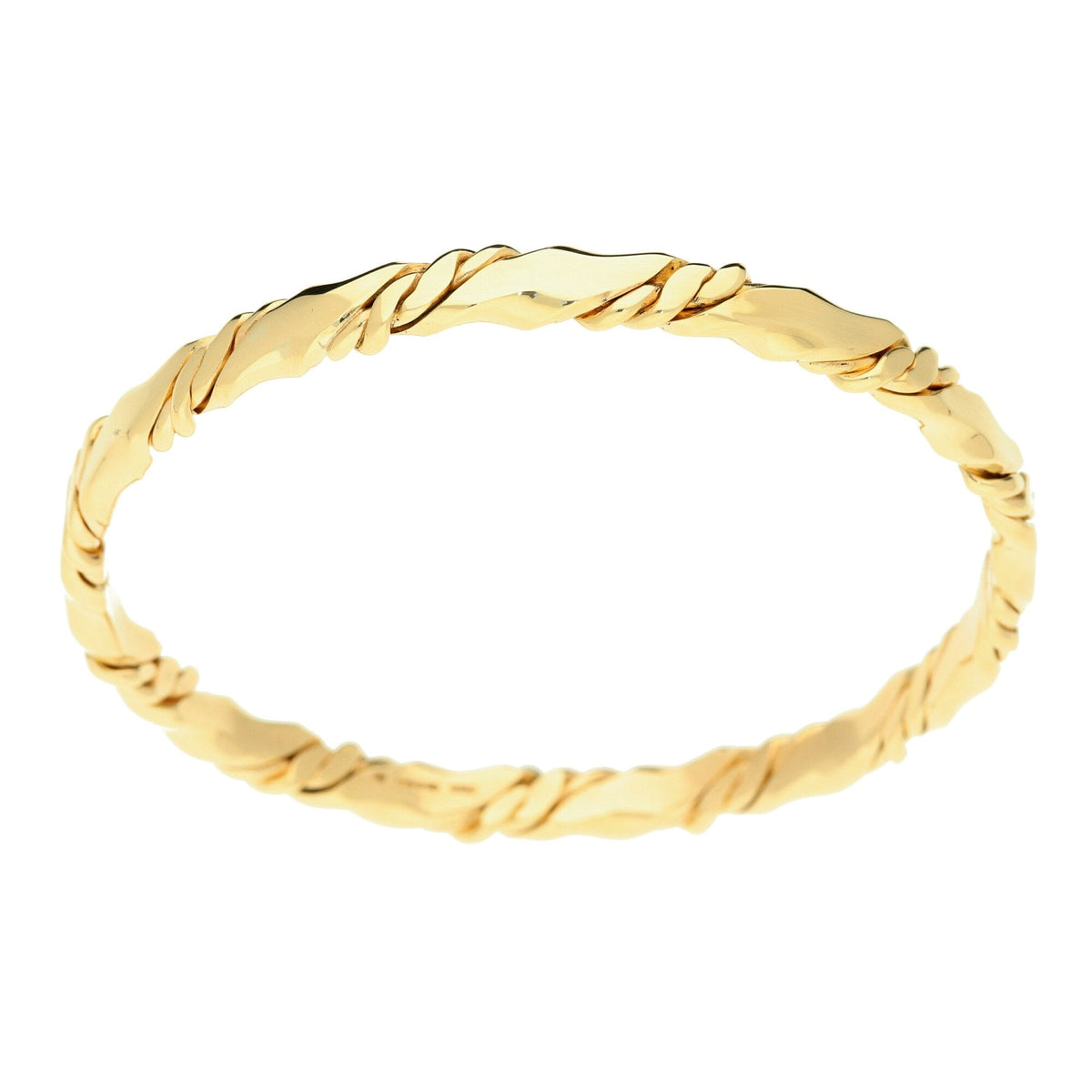 9ct Yellow Gold Twist Style Bangle - 26.4g
