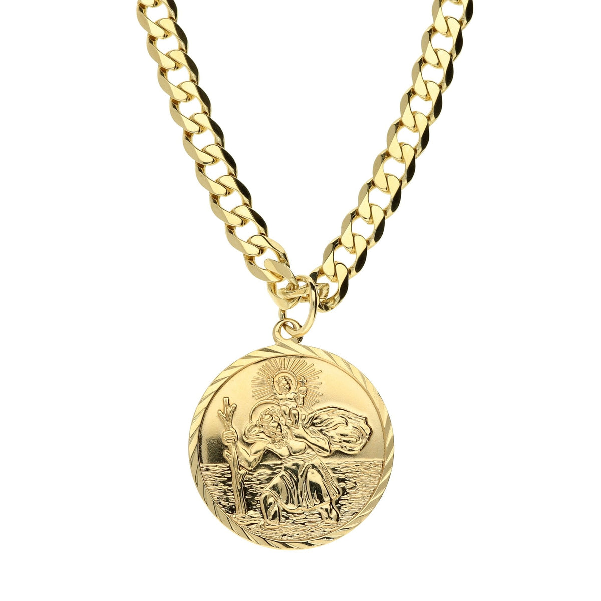 9ct Gold St. Christopher Medal & Chain - 16.10g