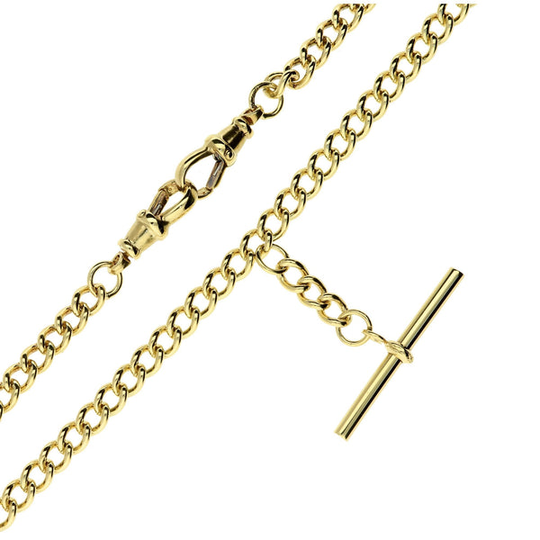 Gold Albert T-bar Pendant & Chain - 27.1g