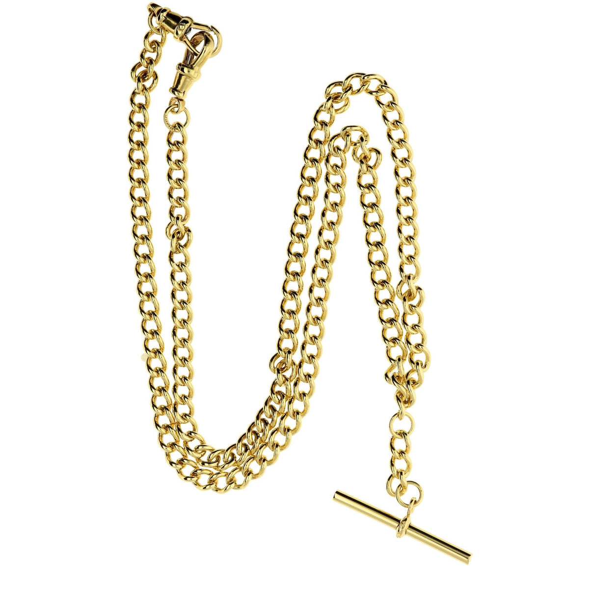 Gold Albert T-bar Pendant & Chain - 27.1g