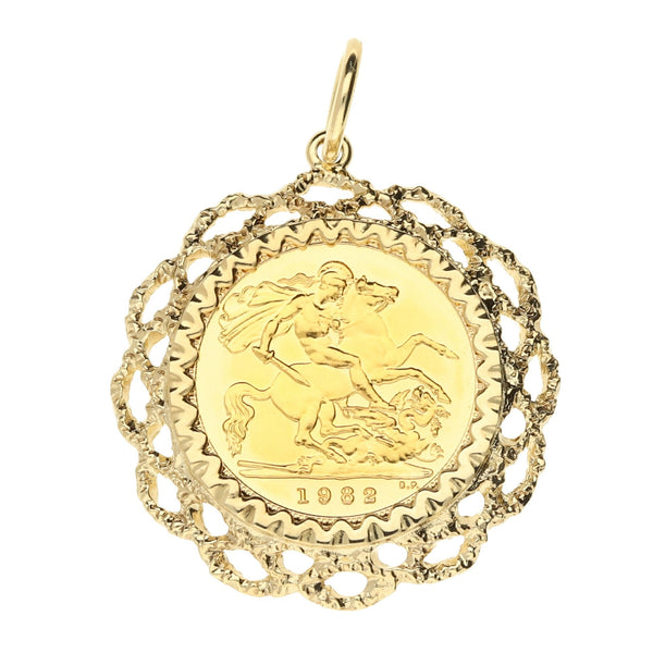 1982 Gold Half Sovereign Pendant - 7.3g