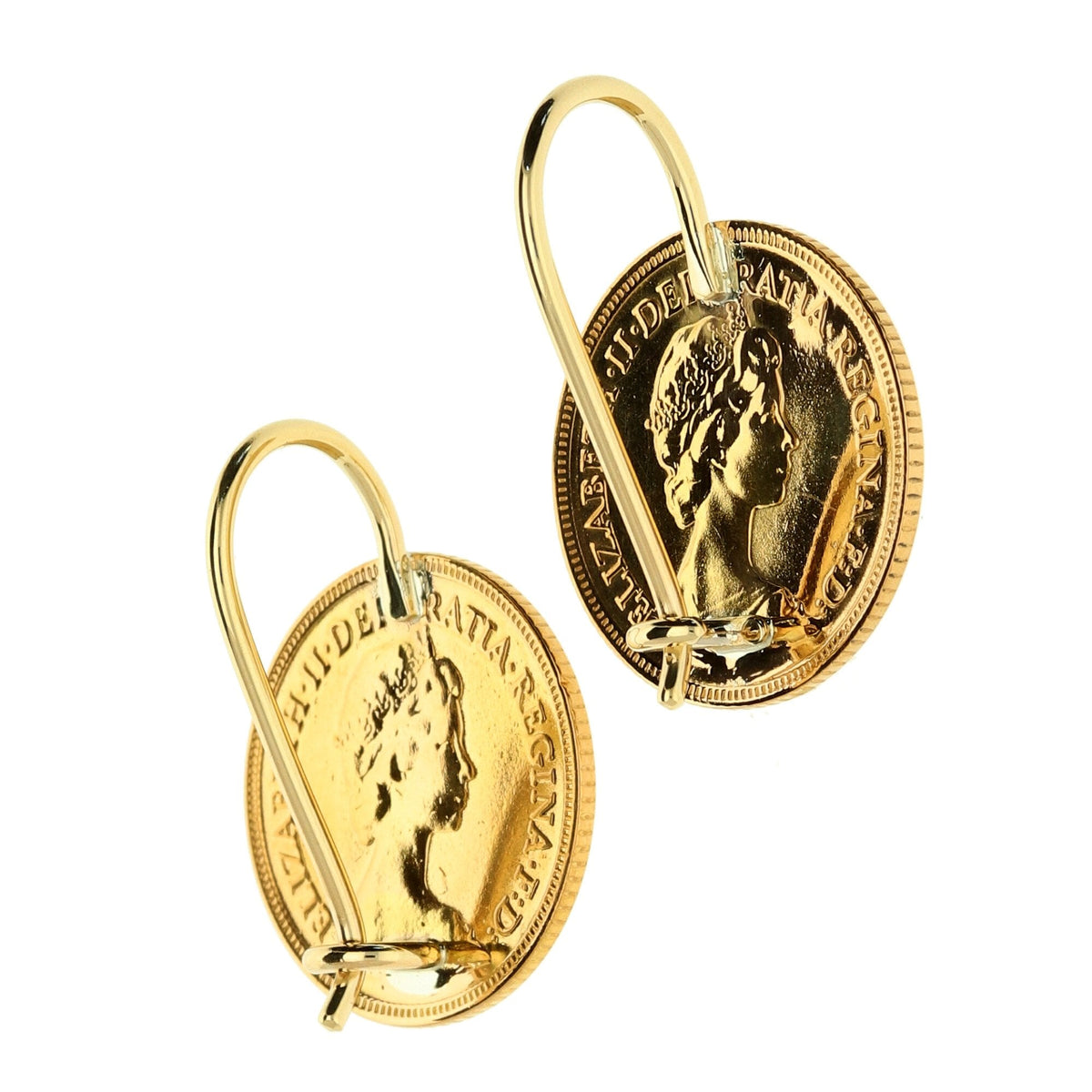 1982 Gold Half-Sovereign Earrings - 8.9g