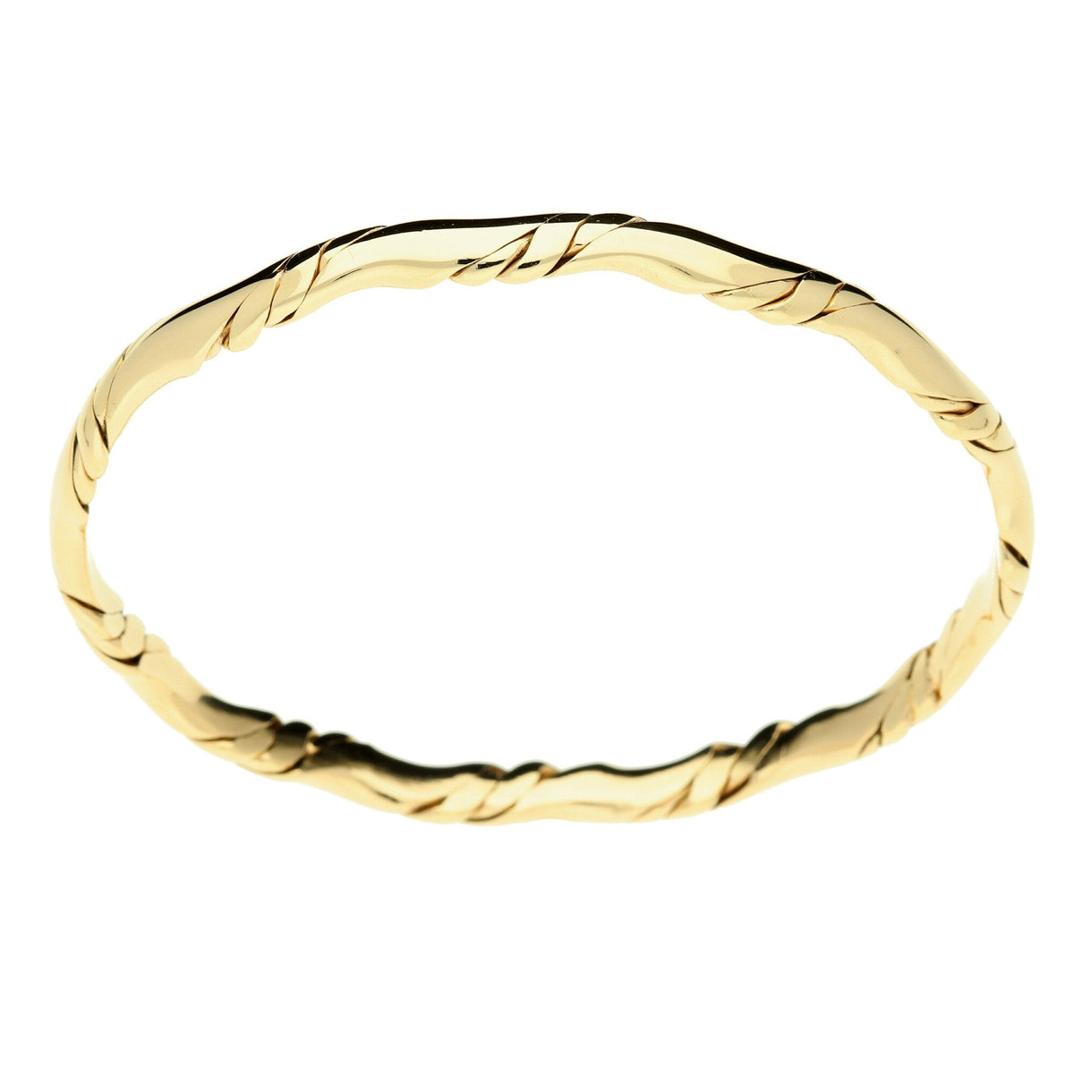 9ct Yellow Gold Twist Style Bangle - 21.7g