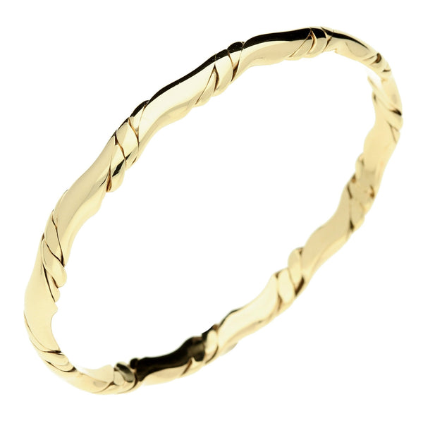 9ct Yellow Gold Twist Style Bangle - 21.7g