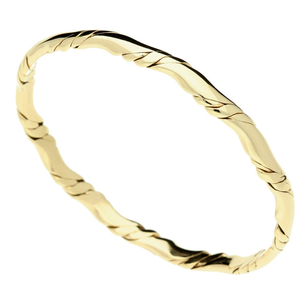 9ct Yellow Gold Twist Style Bangle - 21.7g