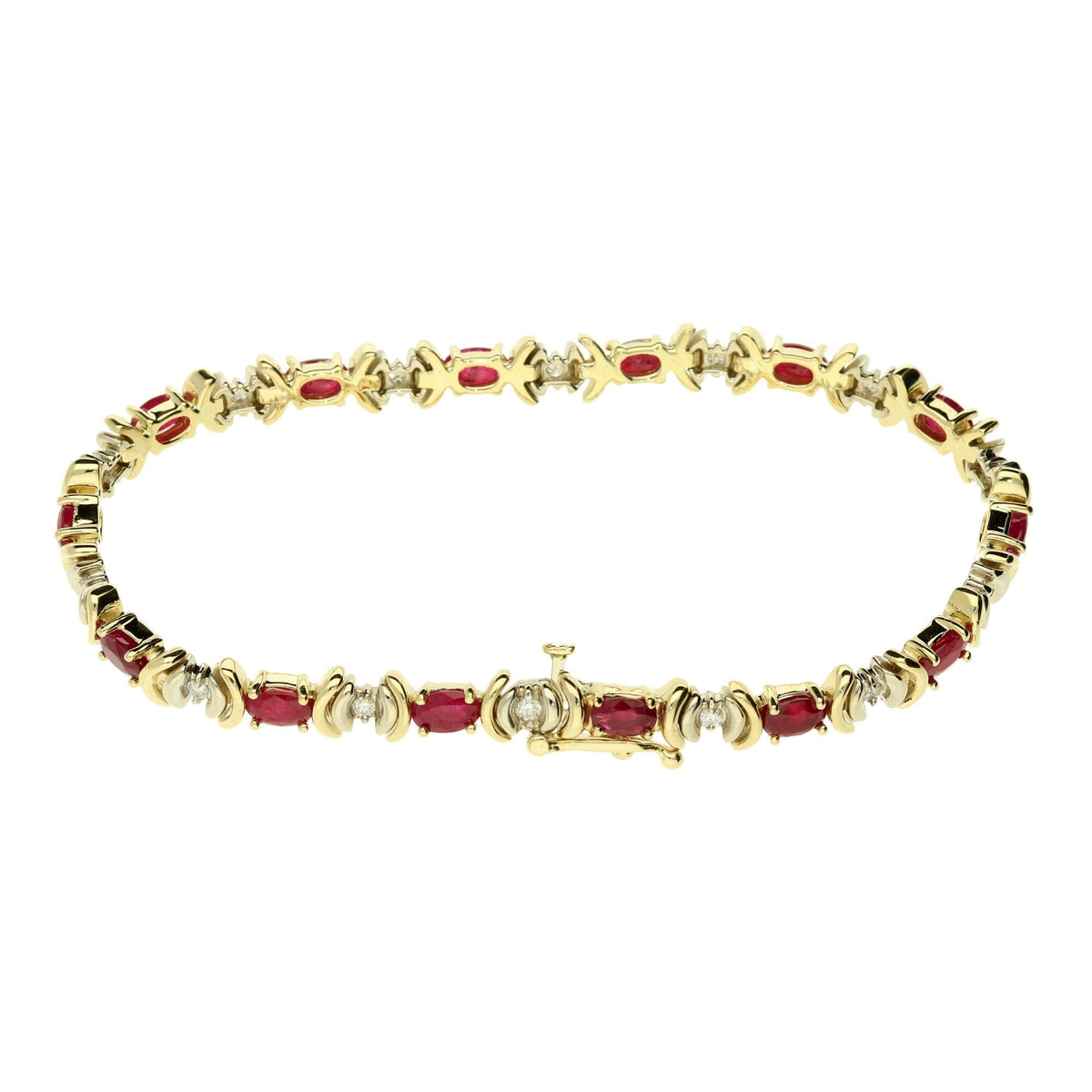 14ct Gold Diamond & Ruby Bracelet