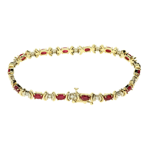 14ct Gold Diamond & Ruby Bracelet
