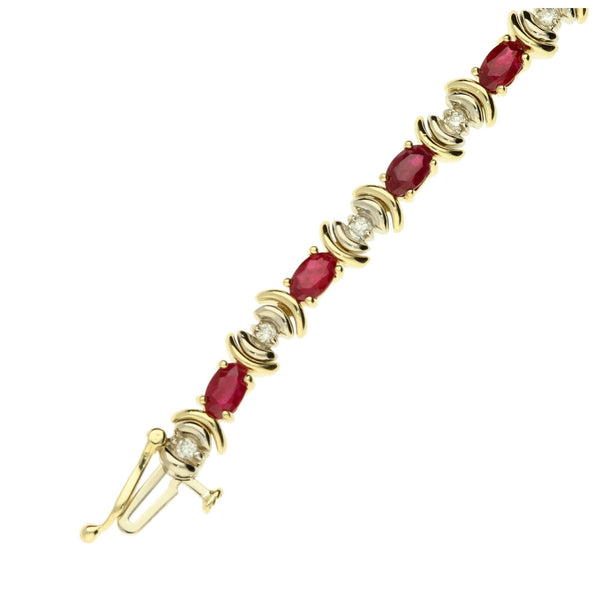 14ct Gold Diamond & Ruby Bracelet