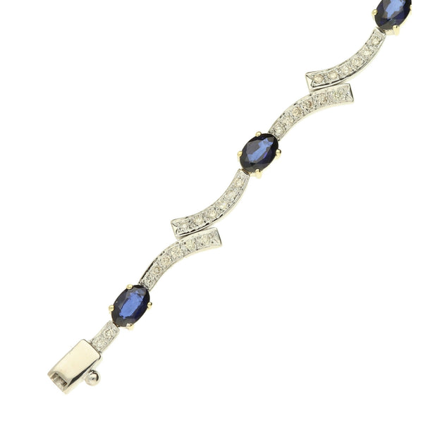 14ct Gold Diamond & Sapphire Bracelet