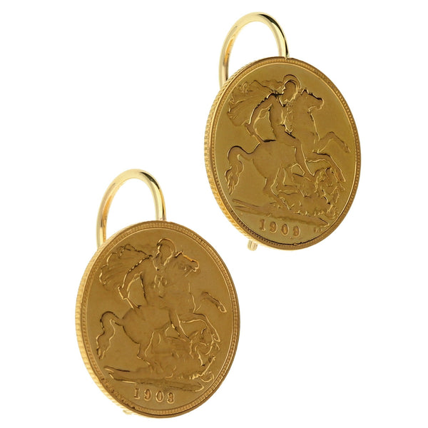 1903 & 1909 Gold Half-Sovereign Earrings - 8.9g