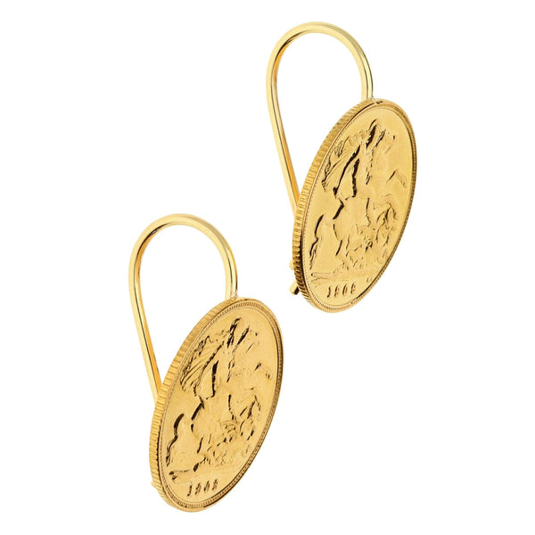 1903 & 1909 Gold Half-Sovereign Earrings - 8.9g