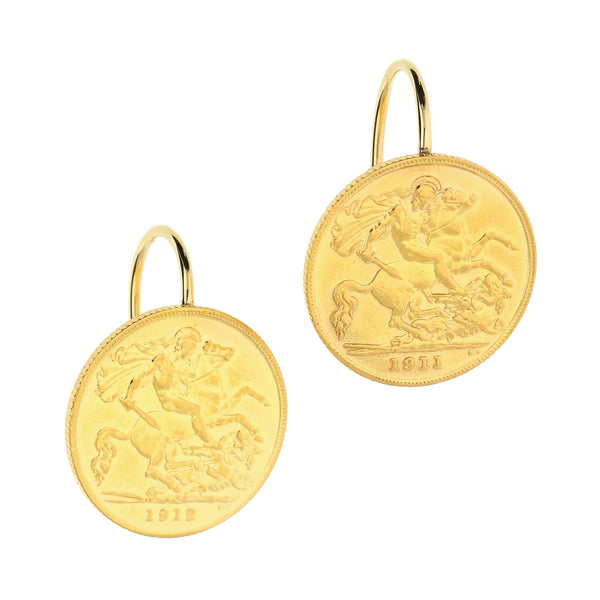 1911 & 1912 Gold Half-Sovereign Earrings - 9.0g