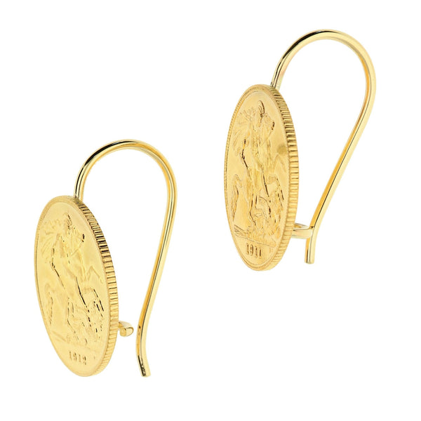 1911 & 1912 Gold Half-Sovereign Earrings - 9.0g