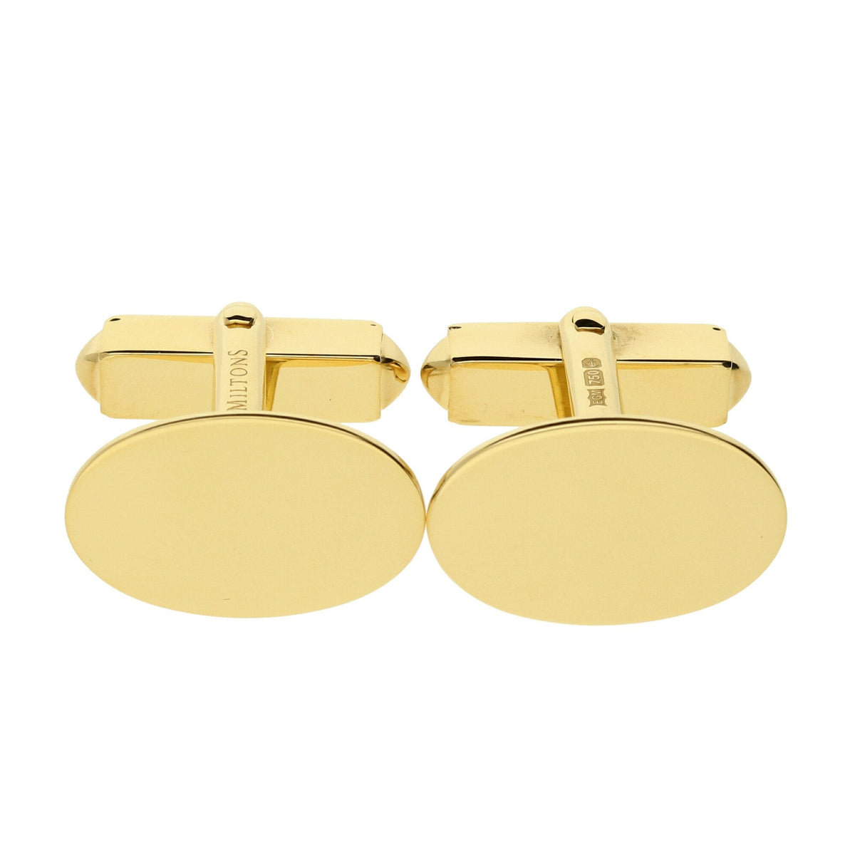 18ct Yellow Gold Miltons Oval Cufflinks - 11.9g
