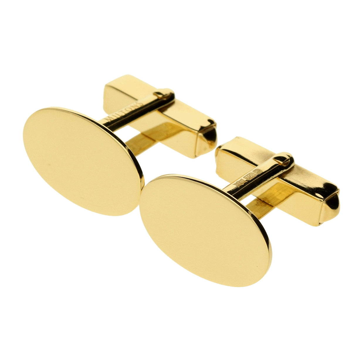 18ct Yellow Gold Miltons Oval Cufflinks - 11.9g