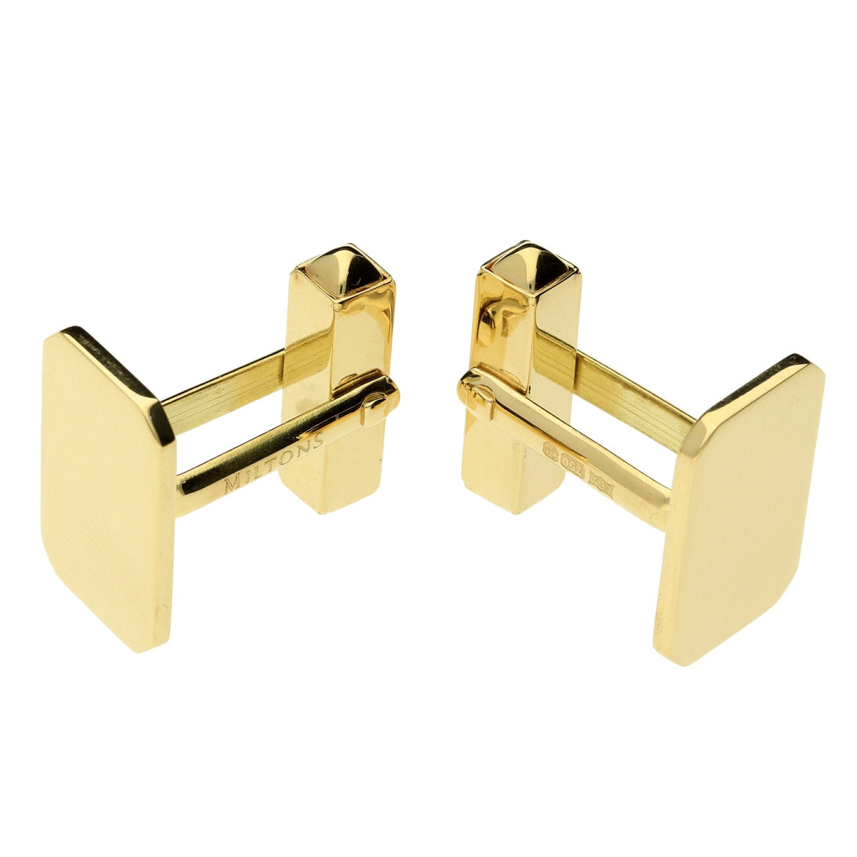 18ct Yellow Gold Miltons Diamonds Rectangular Cufflinks - 14.7g