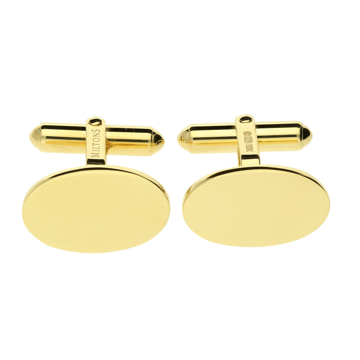 18ct Gold Miltons Diamonds Hinged Oval Cufflinks