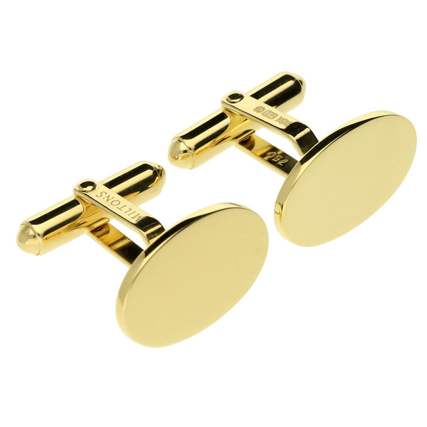 18ct Gold Miltons Diamonds Hinged Oval Cufflinks