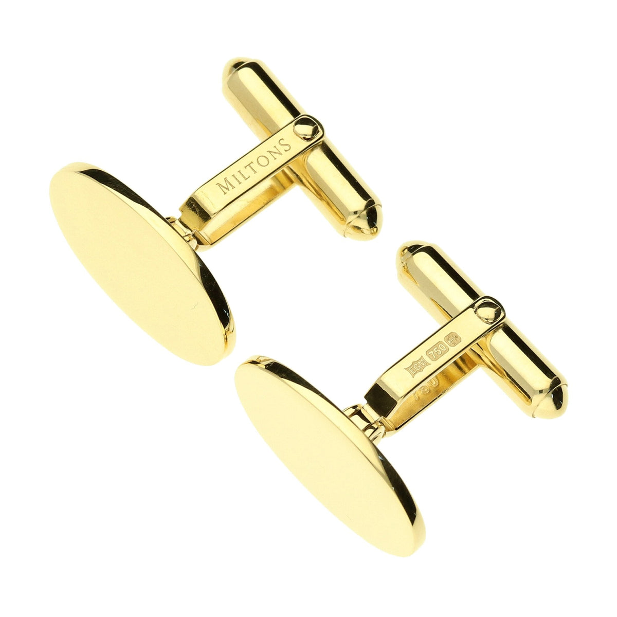 18ct Gold Miltons Diamonds Hinged Oval Cufflinks