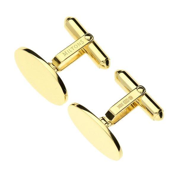 18ct Gold Miltons Diamonds Hinged Oval Cufflinks