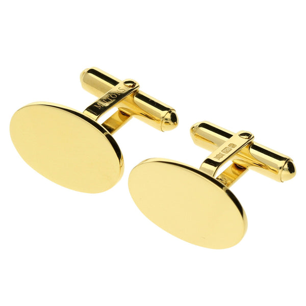 18ct Gold Miltons Diamonds Hinged Oval Cufflinks