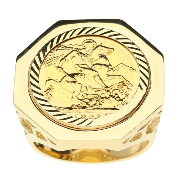 1895 Gold Full Sovereign Ring - 21.0g