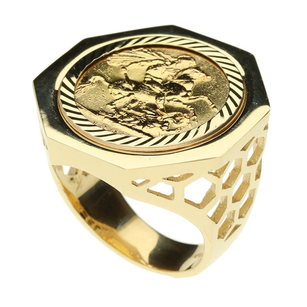 1895 Gold Full Sovereign Ring - 21.0g